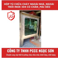 Hộp tủ chữa cháy ngoài nhà_ngoài trời inox 304 có chân_mái xéo